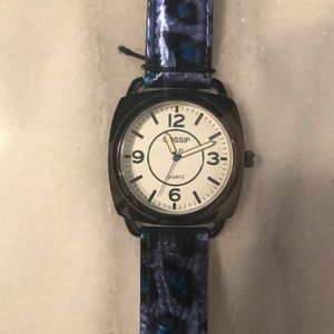 NWOT Gossip blue leopard print watch